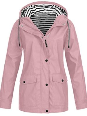 Waterproof Women's Long Sleeve Hooded Jacket with Pocket