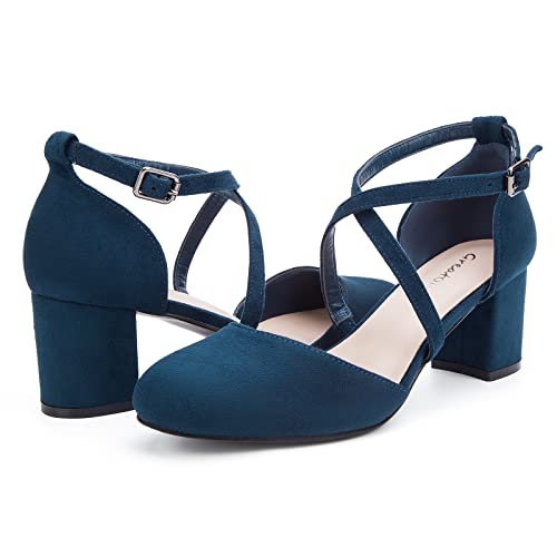 Greatonu Womens Mid Heel Chunky Dress Sandals
