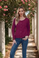 GRECERELLE Women's Button Down Crewneck Cardigan Knit