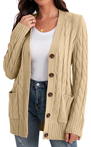 GRECERELLE Women's Long Chunky Knit Cardigan with Pockets