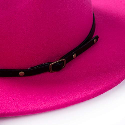 YILEEGOO Women's Wide Brim Fedora with Belt Buckle