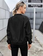 Zeagoo Women's Quilted Bomber Jacket, Black, Size L