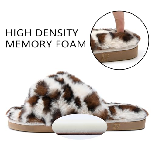 Dena Lives Ladies Fluffy Cross Band House Slippers