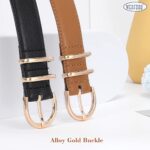 WERFORU 2 Pack Women Leather Belts with Gold Buckle