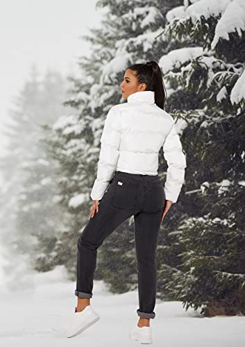 Hujoin Women's Lightweight Winter Crop Puffer Jacket