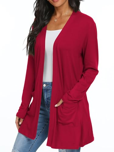 QIXING Womens Lightweight Long Sleeve Open Front Cardigan
