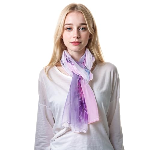 Lamca Chiffon Floral Print Scarf - Lightweight Shawl