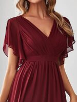 Ever-Pretty V-Neck Ruffle Sleeve Chiffon Bridesmaid Dress