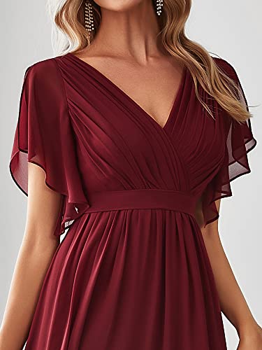 Ever-Pretty V-Neck Ruffle Sleeve Chiffon Bridesmaid Dress