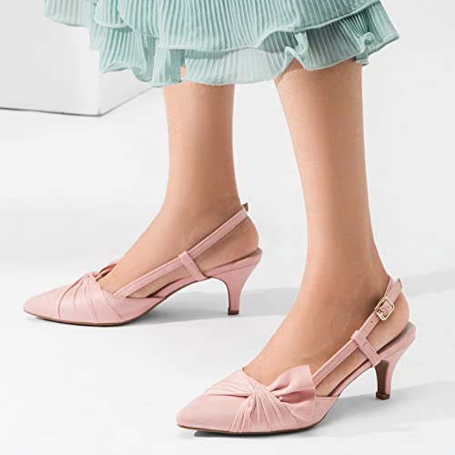 Greatonu Women's Kitten Heel Slingback Pumps