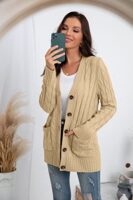 GRECERELLE Women's Long Chunky Knit Cardigan with Pockets