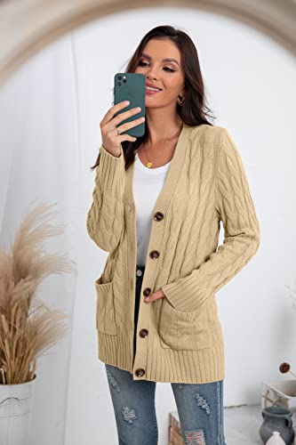 GRECERELLE Women's Long Chunky Knit Cardigan with Pockets