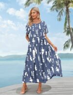 YESNO Women Plus Size Bohemian Floral Maxi Dress