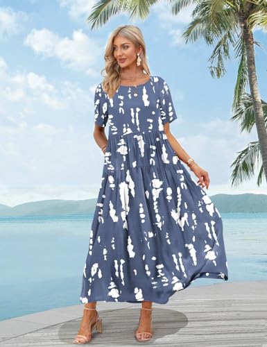 YESNO Women Plus Size Bohemian Floral Maxi Dress