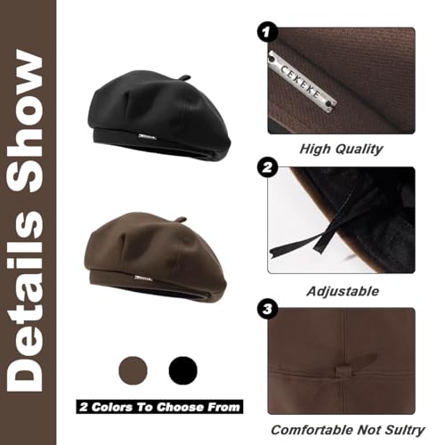 SamHeng Wool Beret Hats for Women - Winter Autumn