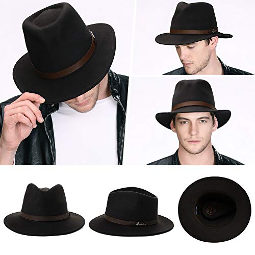 Comhats Stylish Wool Fedora Hat: Wide Brim, Trilby Fashion