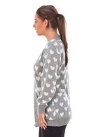 Ladies Heart Knitted Cardigan with Pockets, S to 3XL