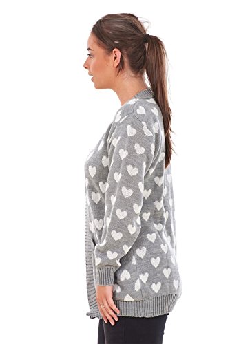 Ladies Heart Knitted Cardigan with Pockets, S to 3XL