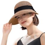 Airmoon Women's UV Protection Foldable Straw Beach Hat