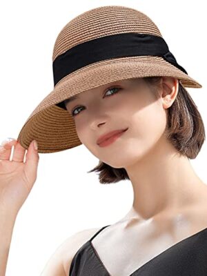 Airmoon Women's UV Protection Foldable Straw Beach Hat