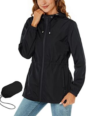 Rapbin Women's Waterproof Packable Hooded Raincoat