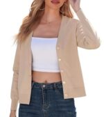 GRECERELLE Women's Lightweight V-Neck Cardigan Jumper