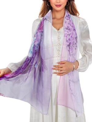 Lamca Chiffon Floral Print Scarf - Lightweight Shawl