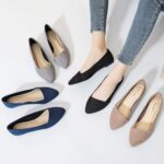 Ataiwee Women's Wide Suede Pointed-Toe Ballet Flats