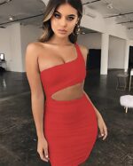 Zesoyne Womens Sexy 1 Shoulder Sleeveless Mini Dress