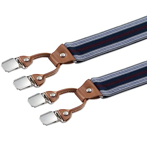 Dresime Men's Y-Back Adjustable Suspenders with 6 Clips
