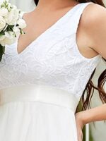 Ever-Pretty Women's V Neck Lace Chiffon Knee Length Dress