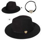 JK Home Wide Brim Fedora Hat - Felt Panama Cap - 2pcs