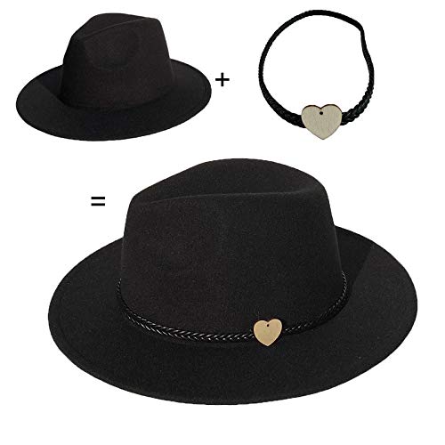 JK Home Wide Brim Fedora Hat - Felt Panama Cap - 2pcs