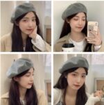 Lafefe Wool Beret, Autumn Winter Retro Candy Colour