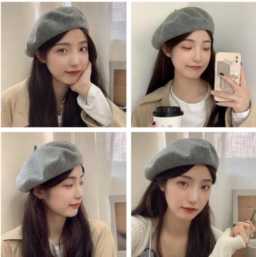 Lafefe Wool Beret, Autumn Winter Retro Candy Colour