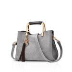 NICOLE&DORIS Women PU Leather Gray Handbag with Tassel