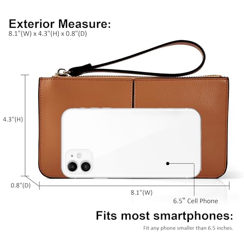 Befen Leather Wristlet Clutch Purse, Large Wallet for Women