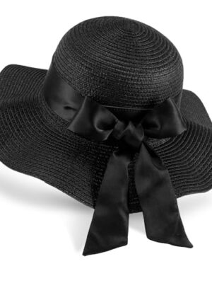 GNEGNI LIFE Women's Wide Brim Straw Sun Hat, Foldable