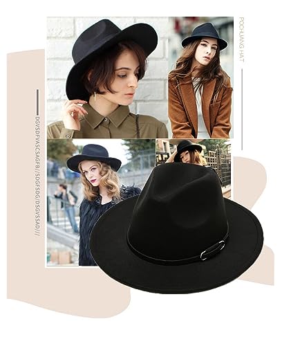 Upstore Women's Classic Felt Fedora Hat (Black)