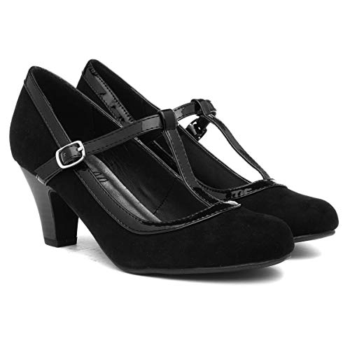 Lilley Vicky Women's Black Faux Suede Court Shoe