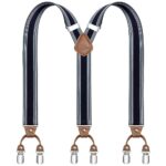 Dresime Men's Y-Back Adjustable Suspenders with 6 Clips