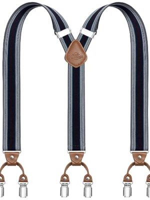 Dresime Men's Y-Back Adjustable Suspenders with 6 Clips