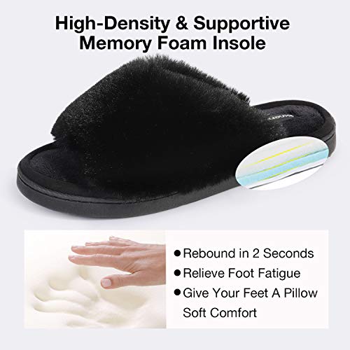 Snug Leaves Ladies' Deluxe Memory Foam Open Toe Slippers