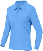 MoFiz Women's Long Sleeve Polo Shirt with 1/4 Zipper