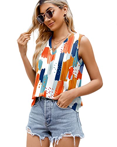 Aokosor Women's V-Neck Sleeveless Chiffon Tank Top