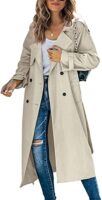 Women's Casual Windproof Trench Coat with Belt, S-2XL