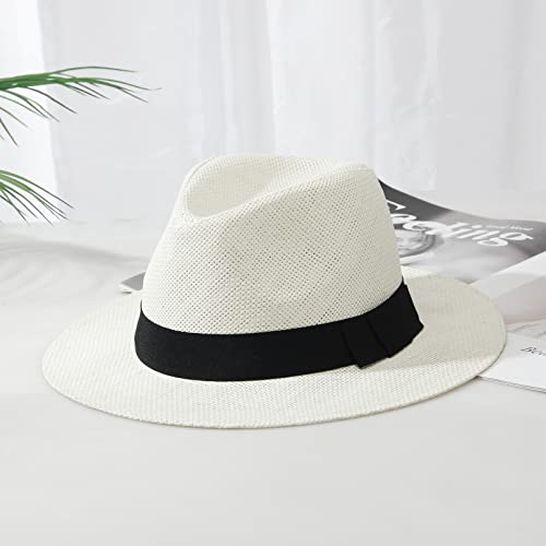 GEMVIE 2Pcs Summer Straw Panama Hat for Women & Men