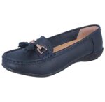Women's Leather Flat Loafer Casual Comfy Work Shoes