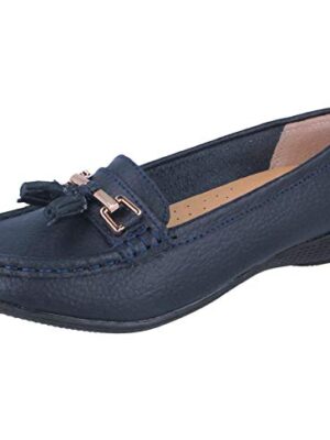 Women's Leather Flat Loafer Casual Comfy Work Shoes