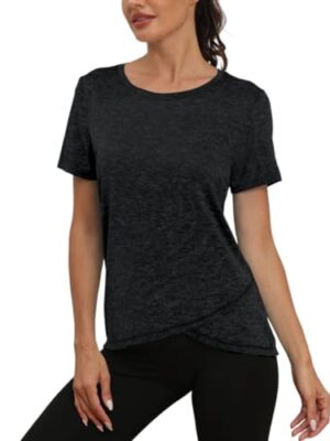 Jlowesun Women's Quick Dry Gym Yoga T-Shirt, Short Sleeve
